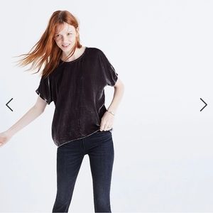 Gray Madewell Velvet Bow-Back Top Size M
